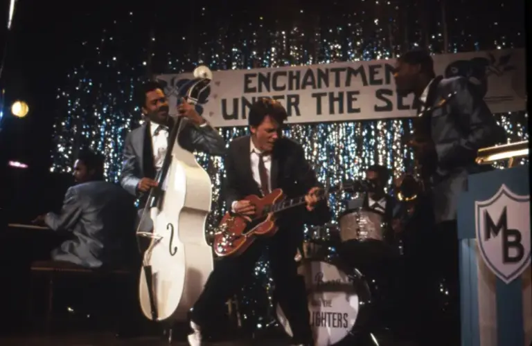Michael J. Fox in Back to the Future (1985) in one of the most iconic scenes