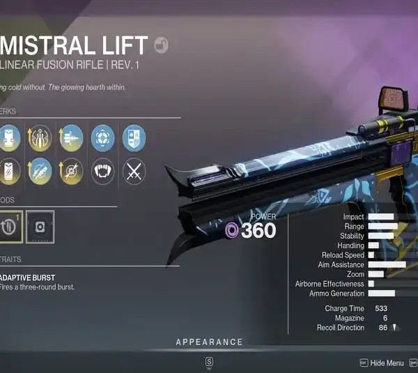 Mistral Lift God Roll Guide in Destiny 2