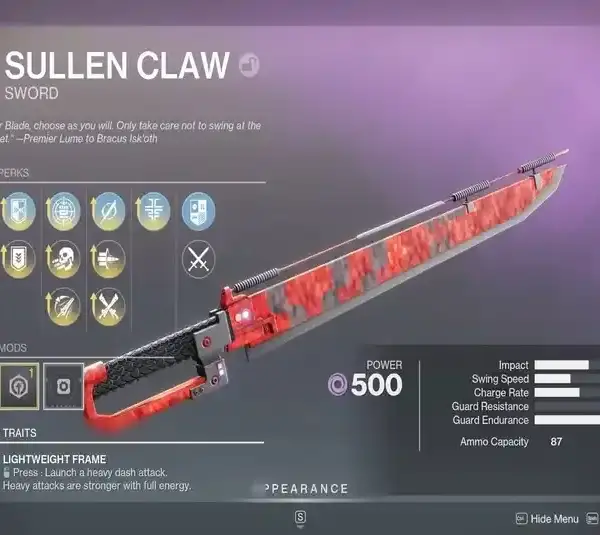 Sullen Claw God Roll Guide in Destiny 2