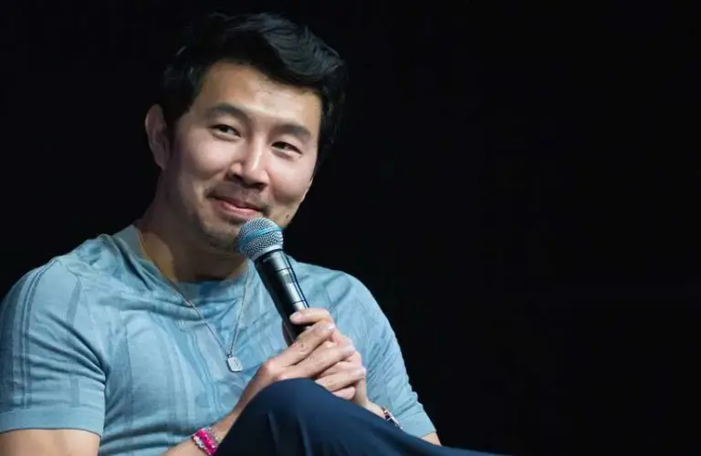 Actor Simu Liu speaks at a panel at Fan Fusion at the Phoenix Convention Center on May 24, 2024, in Phoenix.