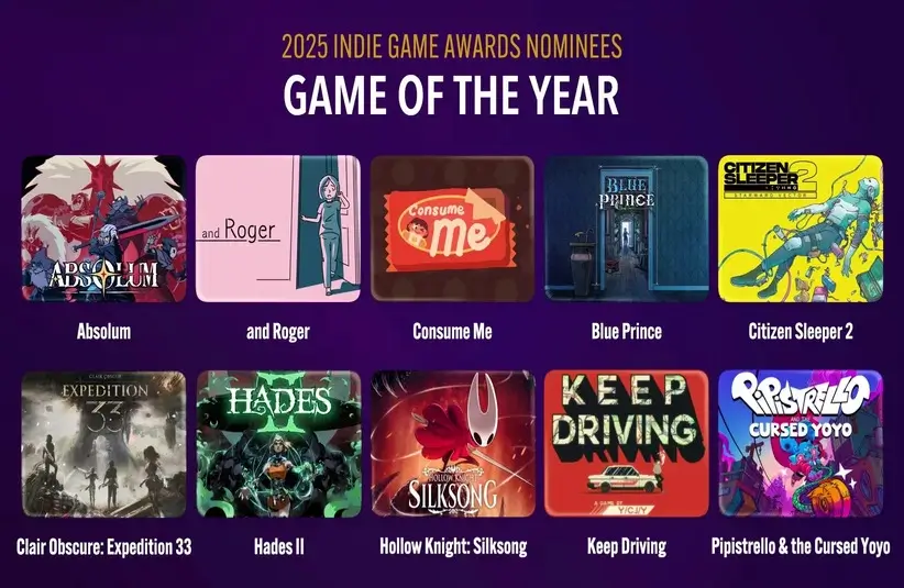 Indie Game Awards 2025 Game of the Year nominees.