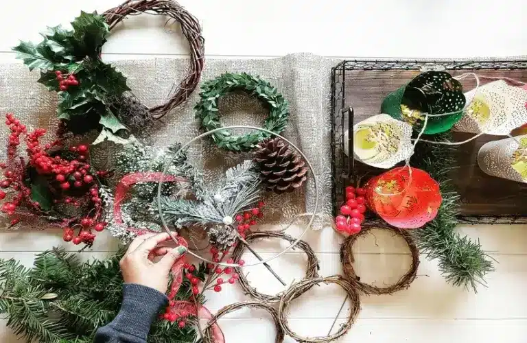 Decorations to create a DIY Winter wreath