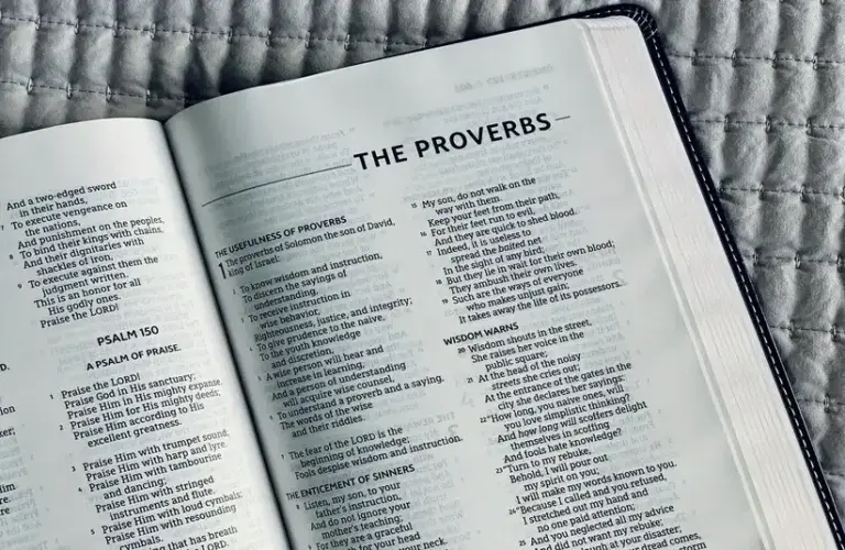 A Bible open to Proverbs, daily devotion