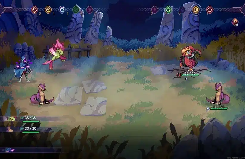 Screenshot of turn-based gameplay from Aethermancer