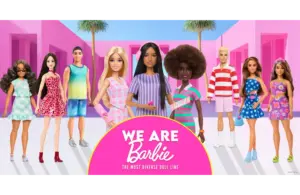 We Are Barbie key art showing the diversity of Barbie including the Autistic Barbie in the front