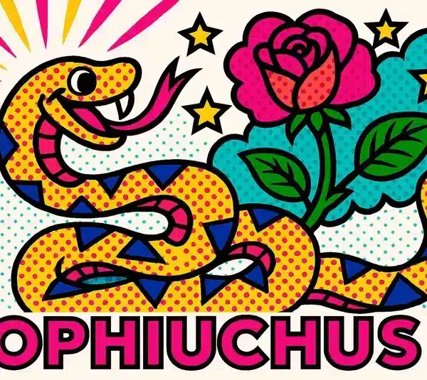 Pop art image inspired by Ophiuchus, the 13th sign of the zodiac.