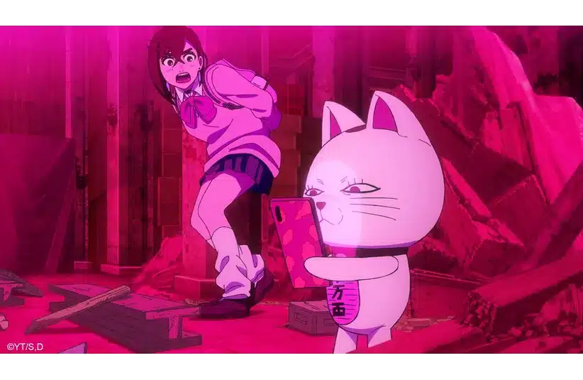 Momo looks shocked at Turbo Granny