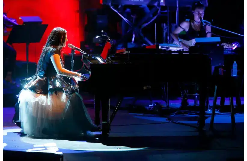 Amy Lee fronts Evanescence during their show at the PNC Bank Arts Center in Holmdel Friday night, August 10, 2018.