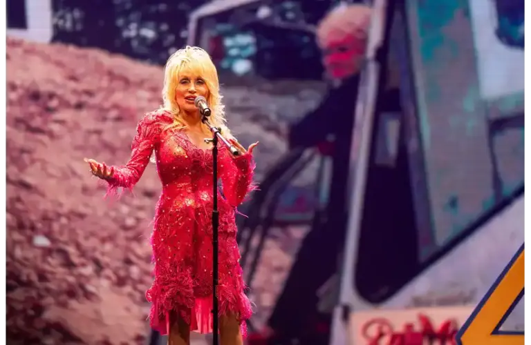 Dolly Parton makes an appearance during an opening day event for passholders at Dollywood in Pigeon Forge on Friday, March 14, 2025.