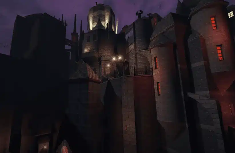 Gloomwood's Hightown update is a metropolis with very tall buildings