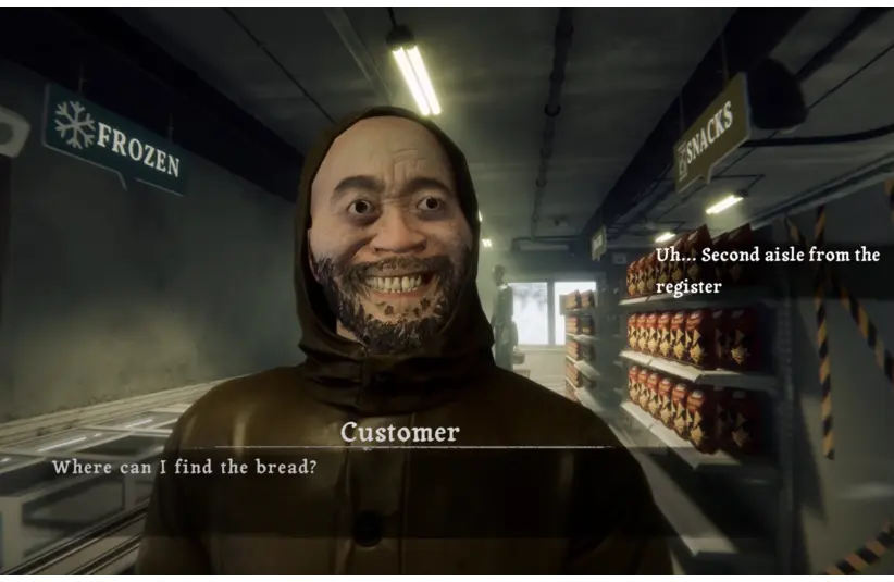 HellMart has some creepy townsfolk who smile a little too wide and a bit too much