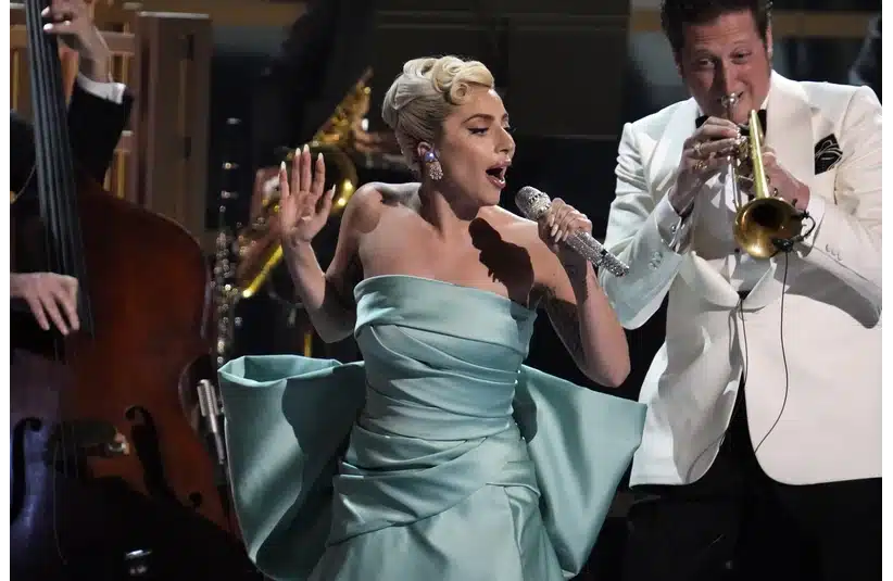 Lady Gaga performs during the 64th Annual Grammy Awards at the MGM Grand Garden Arena in Las Vegas.