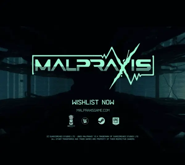 MALPRAXIS, body horror sci-fi sim, medical procedures performed by robot, S.P.I.D.E.R., with Dr. Samuel Edwards, choices influence story, moral dilemma, blood and gore, anatomy, graphic depictions of organs and injuries, Steam, Epic Games, 2026 Game Release, wishlist