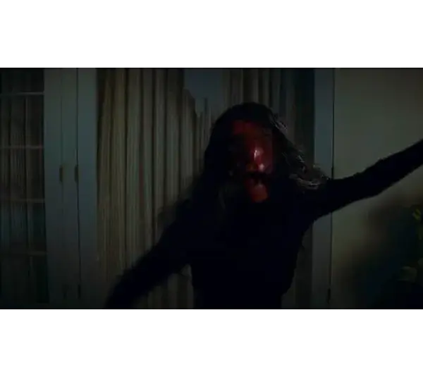 Mikey Madison, one of the stars of the forthcoming adaptation of "The Masque of the Red Death," shown here with a very red face in "Once Upon a Time in Hollywood," Courtesy of Sony Pictures