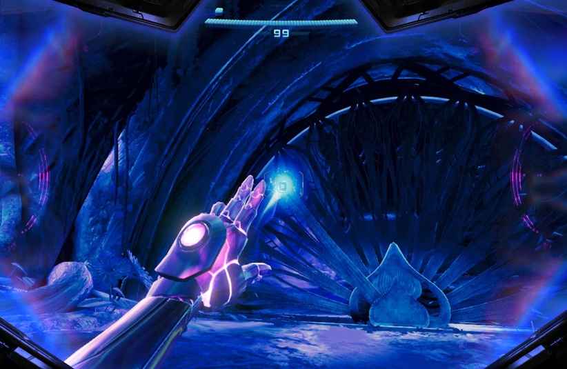 Metroid Prime 4: Beyond samus at a gateway using psyching ability to open the gate