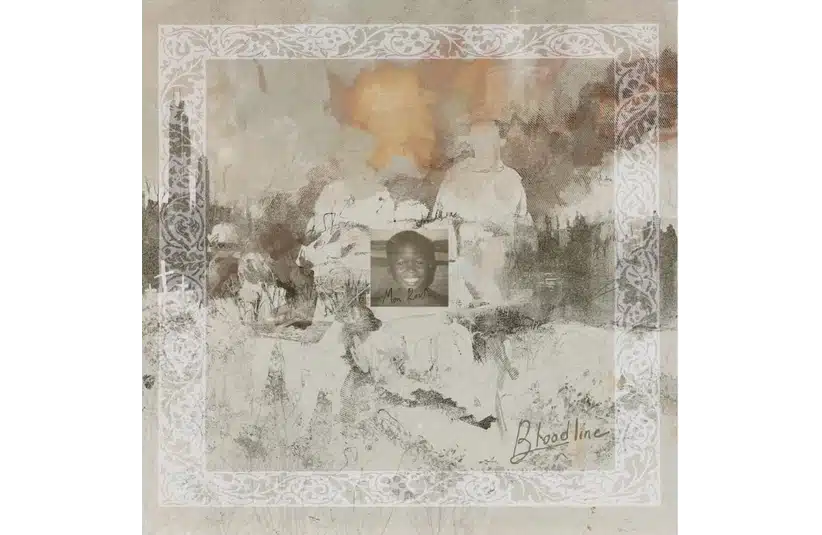 Collage-style album cover atr for Mon Rovia's new album, Bloodline.