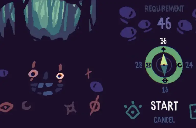 Night Hike uses strange faces and a compass to help navigate you through the forest
