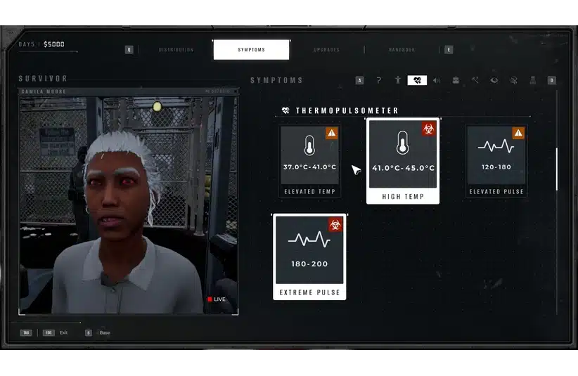 Symptoms screen proving infection in Quarantine Zone