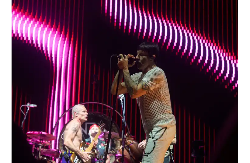 Anthony Kiedis performs with Red Hot Chili Peppers at Bonnaroo in Manchester, Tenn., Saturday, June 15, 2024.