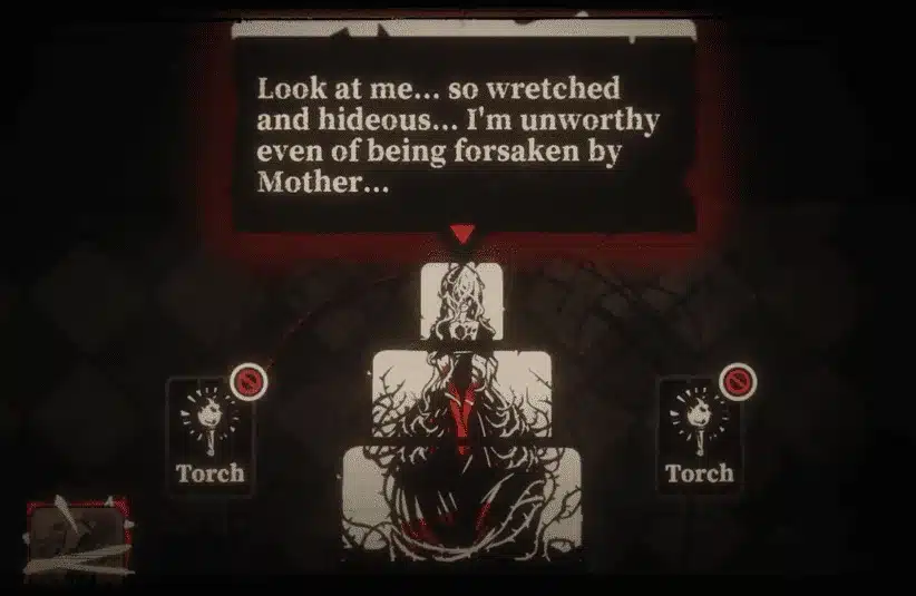 Roots Devour allows you to use humans as food or as followers, woman saying she isn't worthy of Mother