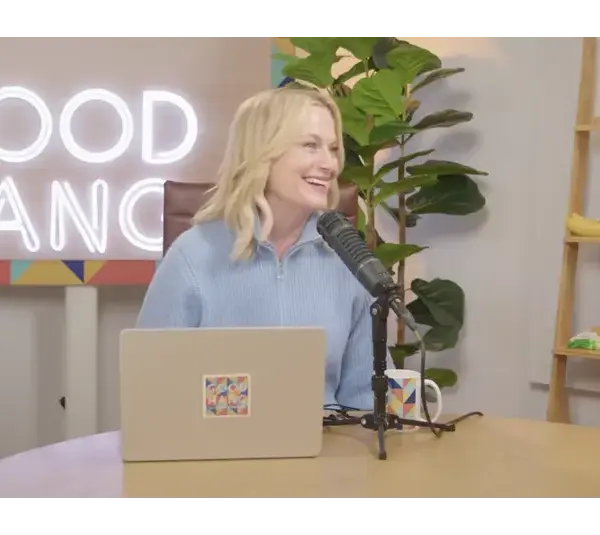 Amy Poehler in an episode of her podcast, "Good Hang with Amy Poehler." Poehler won an award for Best Podcast at the Golden Globes 2026 which won the Golden Globe for Best Podcast