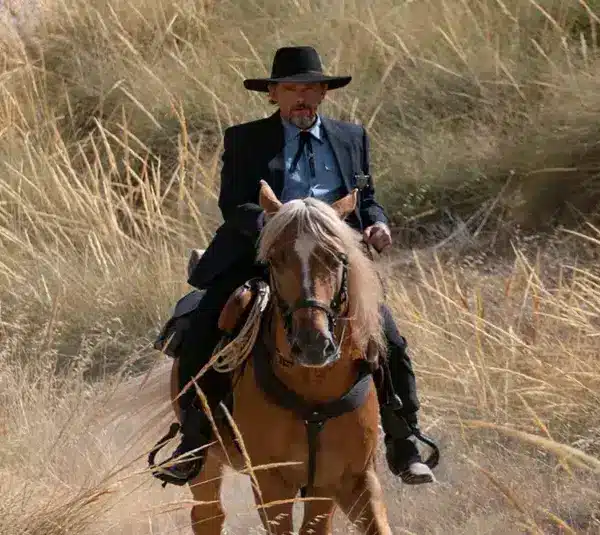 Screenshot of "Strange Way of Life" (2023) featuring Ethan Hawke Courtesy of © El Deseo / Saint Laurent Productions. Distributed by BTeam Pictures