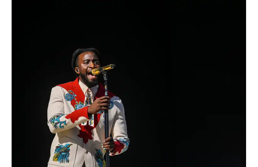 Shaboozey takes the stage on the Coachella stage at the Coachella Valley Music and Arts Festival in Indio, Calif., Sunday, April 13, 2025.