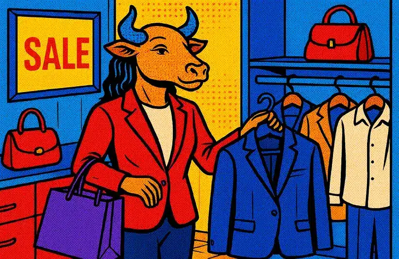 Taurus zodiac sign pop art style shopping for business wear