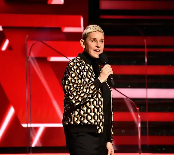 Jan 26, 2020; Los Angeles, CA, USA; Ellen DeGeneres introduces a performance by Lil Nas X during the 62nd annual GRAMMY Awards on Jan. 26, 2020 at the STAPLES Center in Los Angeles, Calif. Mandatory Credit: Robert Hanashiro-USA TODAY