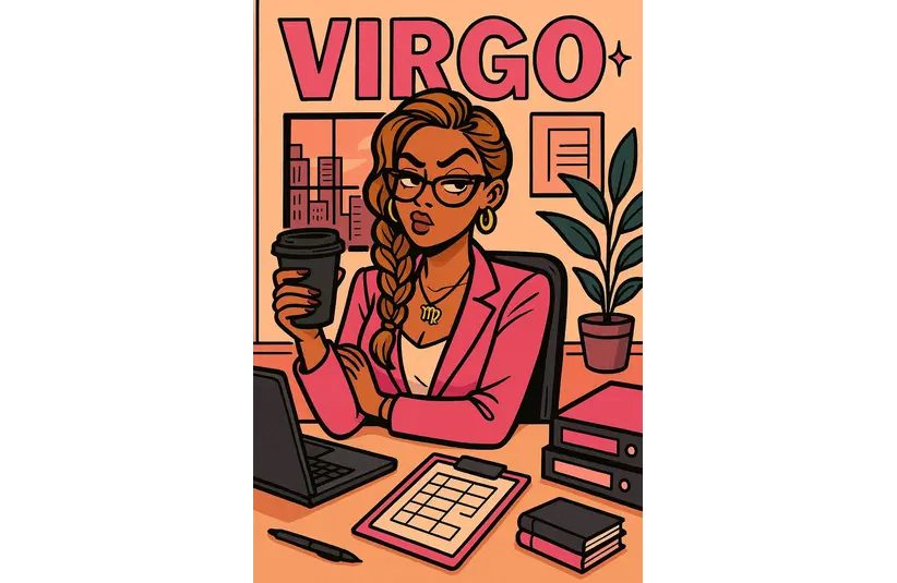 Virgo zodiac sign working in an office