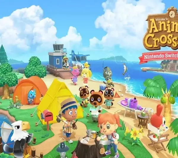 The main cover art for Animal Crossing: New Horizons, developed by Nintendo.
