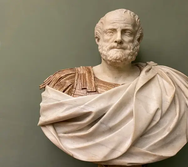 Aristotle as pictured in the Uffizi Gallery, Florence, Italy