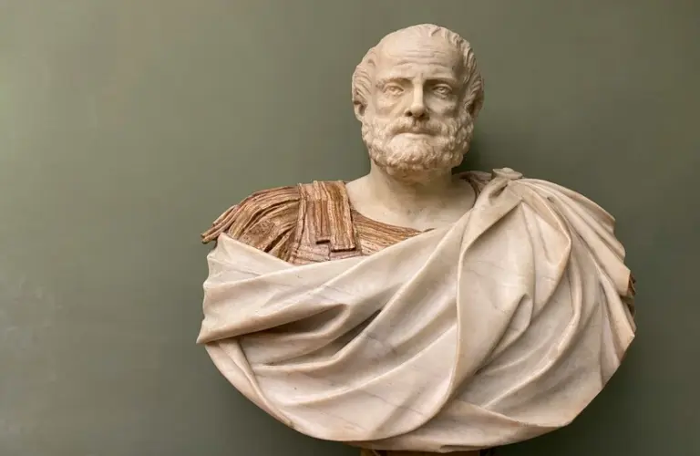 Aristotle as pictured in the Uffizi Gallery, Florence, Italy