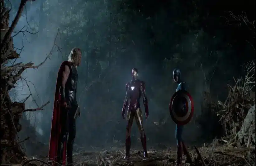 Thor, Iron Man, and Captain America in The Avengers