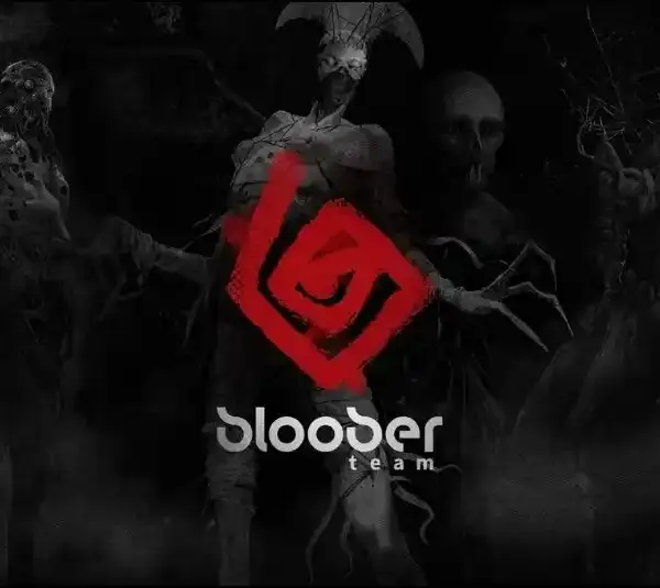 Bloober team logo of a red asymetric spiral