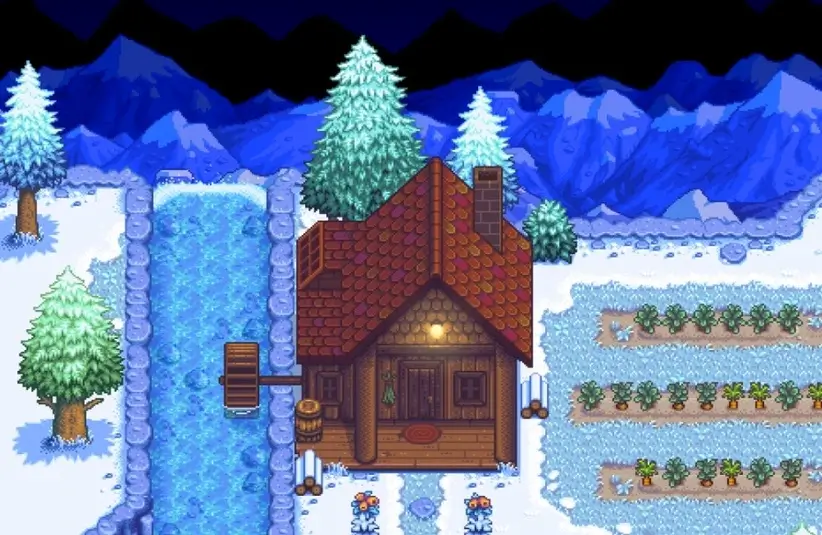 A snowy scene from Haunted Chocolatier