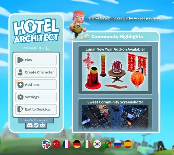 The menu of Hotel Architect