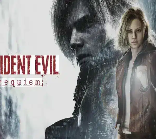 Resident Evil Requiem poster with Leon and Grace