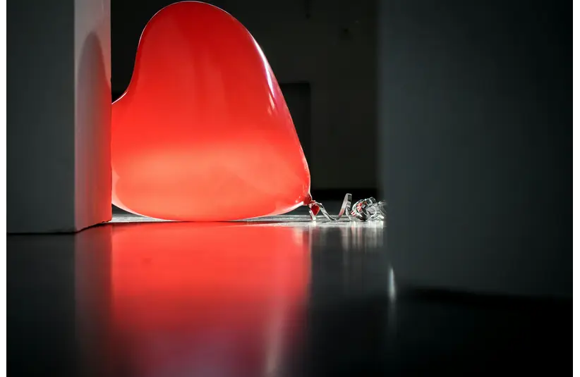 Valentine's Day, alone/Red Heart Balloon on Top of Floor