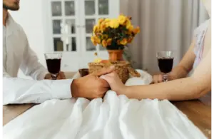 couple sitting on a table for valentine dinner