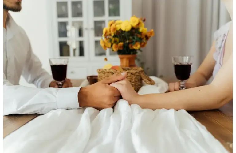 couple sitting on a table for valentine dinner