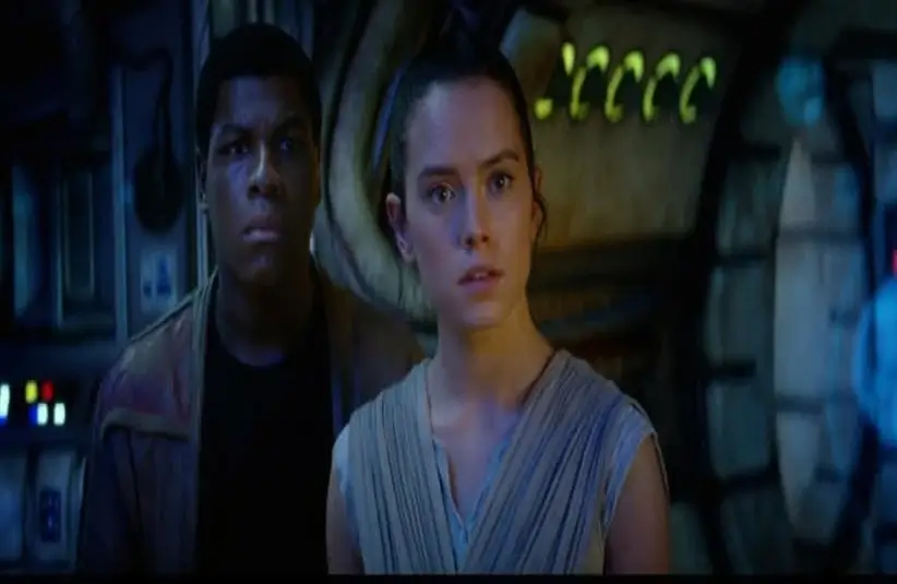Rey and Finn in Star Wars: The Force Awakens. Kathleen Kennedy is stepping down as president of Lucasfilm.