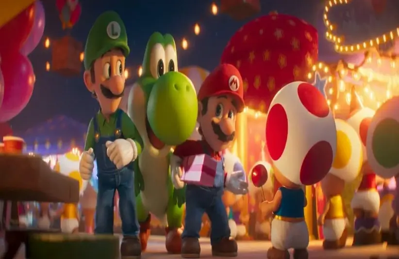 Mario, Luigi, Yoshi, and Toad in The Super Mario Galaxy Movie