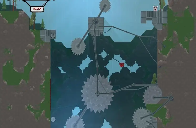 Super Meat Boy tries to get through the grinder in one of the best platformers of all time.