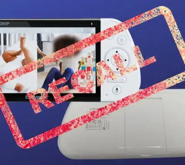 Babysense Max View Baby Monitor front and back with Recall stamped over the top