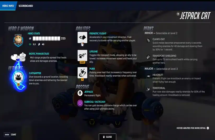 Jetpack Cat's Kit in Overwatch Season 1