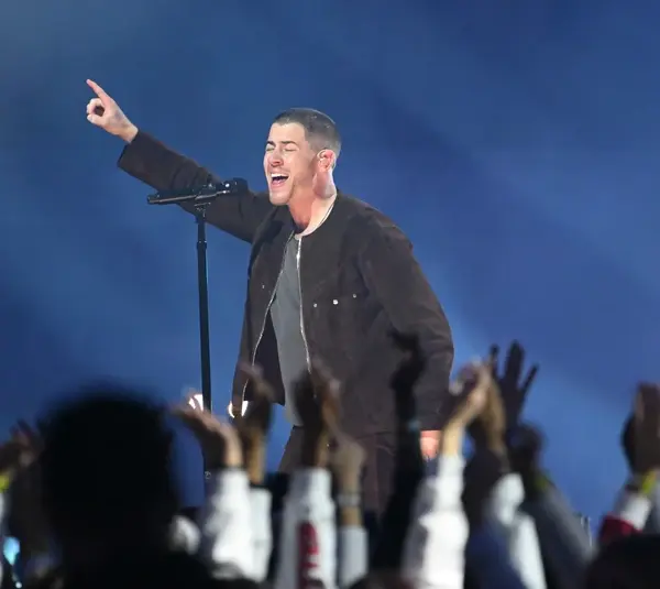 Nick Jonas sings during the half time show at BC Place Winnipeg blue Bombers against Toronto Argonauts. He has a new album out on February 6.