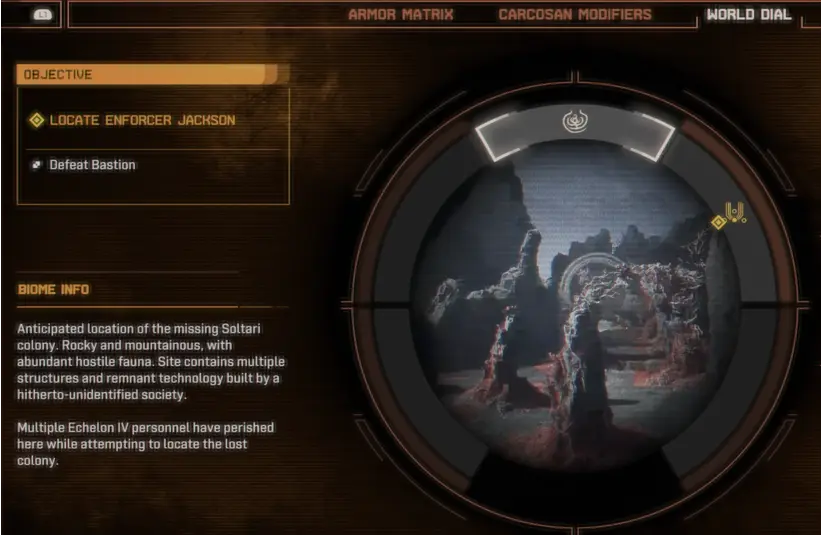 Saros features a World Dial Transportation system that allows you to morph the landscape to reach a destination