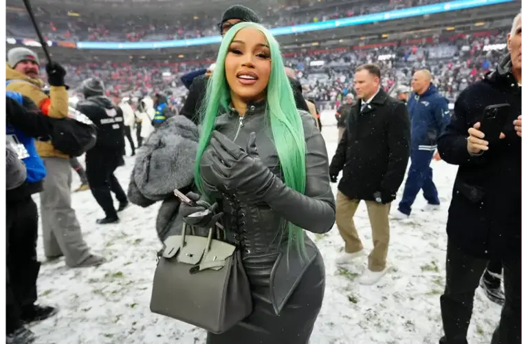 Jan 25, 2026; Denver, CO, USA; Musician Cardi B after ithe 2026 AFC Championship Game at Empower Field at Mile High. Mandatory Credit: Ron Chenoy-Imagn Images