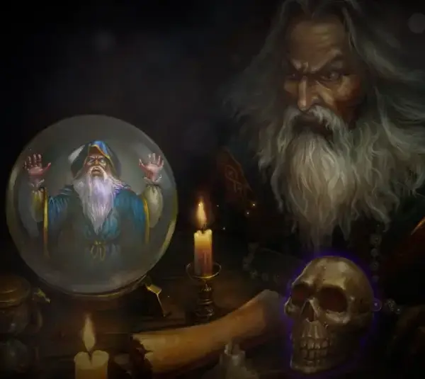 The sorcerer entraps the wizard in Dark Quest